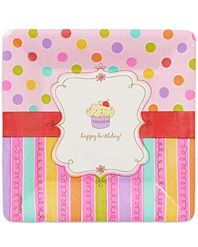American Greetings Sweet Stuff Party Supplies Square Paper Dinner Plates 8Count