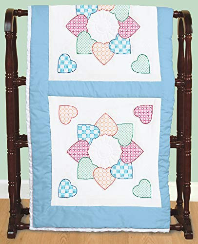 Jack Dempsey Stamped White Quilt Blocks 18X18 6PkgPatchwork Hearts
