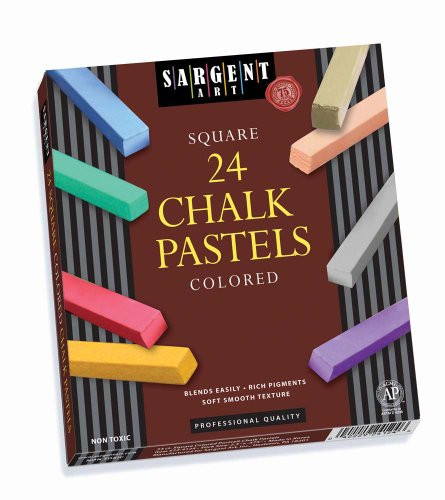 Sargent Art 22-4124 Colored Square Chalk Pastels, 24 Count