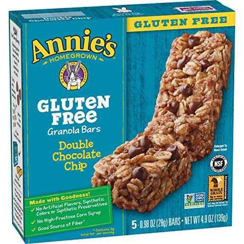 Annies Gluten Free Chewy Granola Bars Double Chocolate Chip Bars 98 oz 5 Count