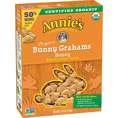 Annies Organic Baked Bunny Grahams Snacks Honey 1125 oz Box