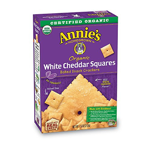 Annies Organic White Cheddar Squares Baked Snack Crackers 75 oz