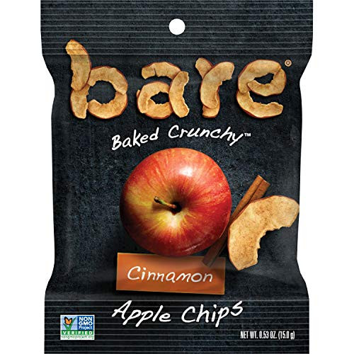 Bare Natural Apple Chips Cinnamon Gluten Free  Baked Snack Size Bag  053 Oz Pack of 24