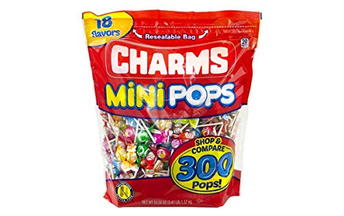 Charms Mini Pops 18 Assorted Flavors with Resealable Bag 300 Count
