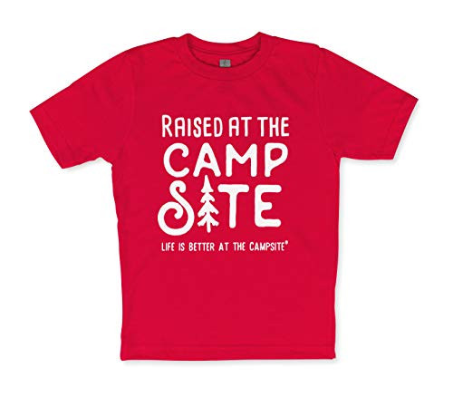 Life is Better at The Campsite Youth TShirt  Provides Softer Comfort and a NonRestrictive Fit  Features Raised at The Campsite Printed Graphic on Red  Size Youth Medium 53402
