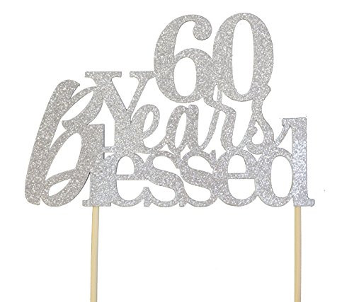 All About Details Silver 60YearsBlessed Cake Topper 6 x 8