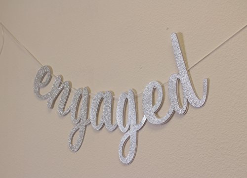 All About Details Engaged Cursive Banner Engagement Bridal Shower Party Banner Party Decor Photo Backdrop 1set Silver