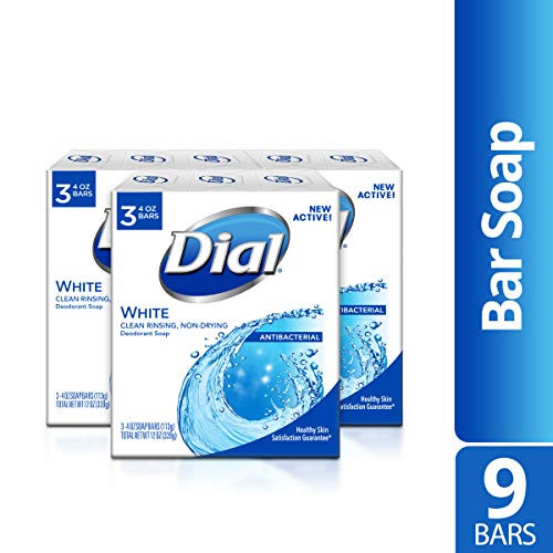 Dial Antibacterial Deodorant Soap White 4 Ounce 9 Bars