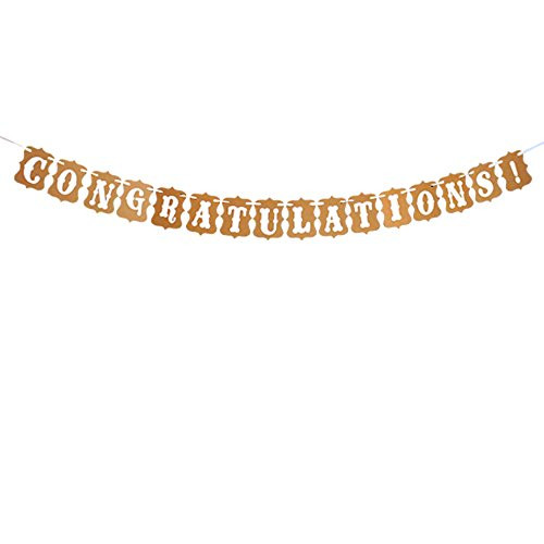 "Congratulations?"Party Banner,Congratulations Banner,Great for Achievement Party,Baby,Bridal Shower,White and Brown