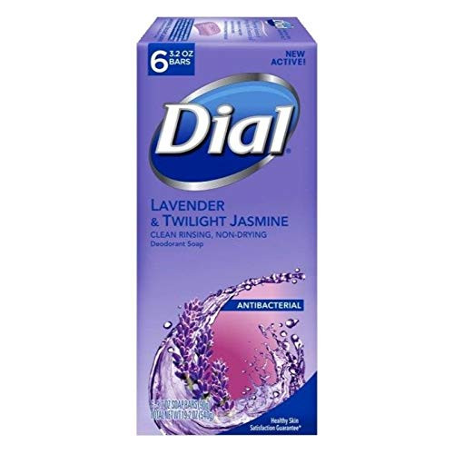Dial Antibacterial Deodorant Bar Soap Lavender  Twilight Jasmine 6 Bars  32 Oz Each