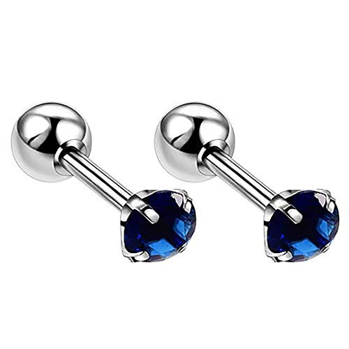 4mm Tiny Dark Deep Blue Gemstone Stud Earrings in Stainless Steel Birthstone Screw Back Round Shape Tragus Cartilage 4mm Tiny Dark Deep Blue Gemstone Stud Earrings in Stainless Steel Birthstone Screw Back Round Shape Tragus Cartilage