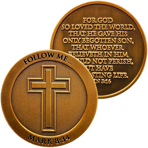 for God so Loved The World and Follow me Antique Gold Plated Challenge Coin John 316 Gift