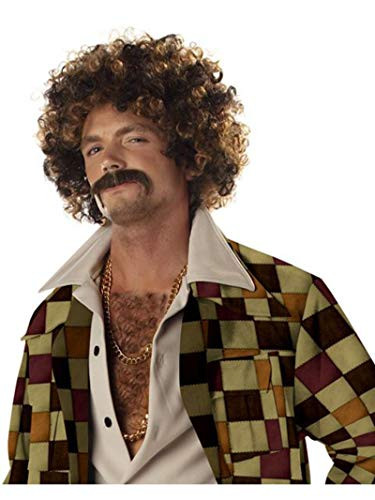 California Costumes Mens Disco Dirt Bag Wig  Moustache BlondeBrownOne Size