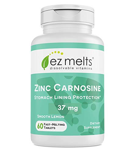EZ Melts Zinc Carnosine 37 mg Sublingual Vitamins Vegan Zero Sugar Natural Lemon Flavor 60 Fast Dissolve Tablets