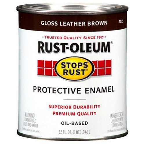 RustOleum 7775502 Protective Enamel Paint Stops Rust 32Ounce Gloss Leather Brown