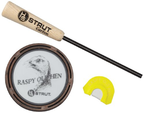 Hunters Specialties Inc Strut Raspy Old Hen Glass Pan Call with Premium Flex Diaphragm Call Combo Pack Multi HSSTR07011