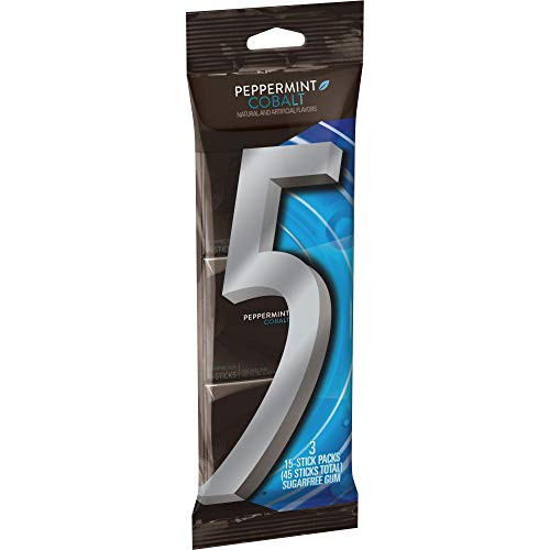 5 Gum Peppermint Cobalt Sugarfree Gum 15 Count Pack Of 3