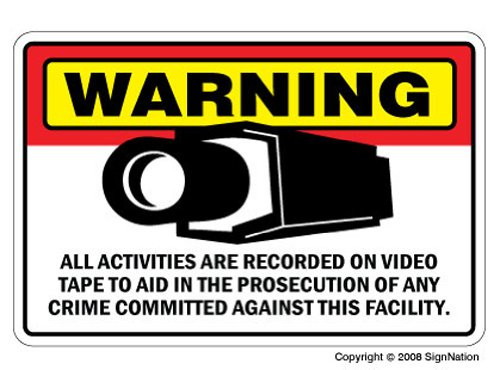 SignMission Security Camera Signs ~Sign~Burglar Video Warning  IndoorOutdoor  Business Garages Home Offices Wall Plaque