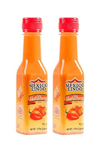 Mexico Lindo Red Habanero Hot Sauce  Real Red Habanero Chili Pepper  78200 Scoville Level  Enjoy with Mexican Food Seafood  Pasta  5 Fl Oz Bottles Pack of 2