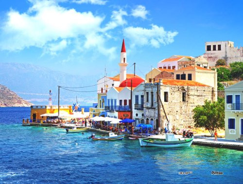 Pintoo - P1044 - The Beautiful Greece Bay - 150Piece mini Plastic puzzle