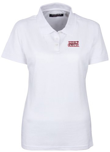 NCAA Louisiana Lafayette Ragin Cajuns Womens 3 Button Polo Shirt with Banded Sleeves White XXLarge