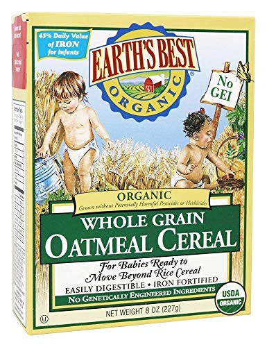 Earths Best Organic Whole Grain Oatmeal Cereal 8 oz 227 g Pack of 2