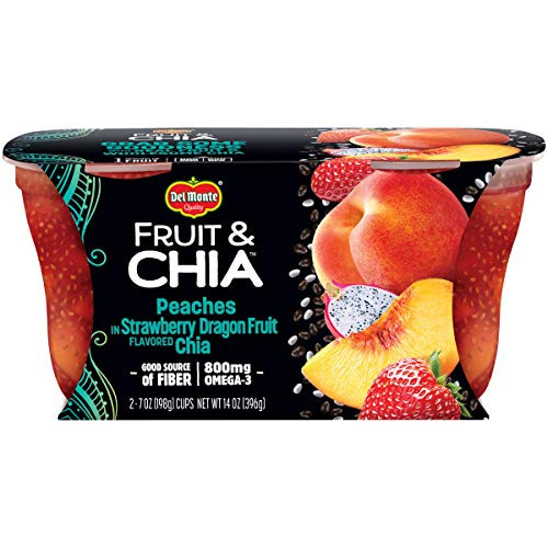 Del Monte Fruit  Chia Snack Cups Peaches in Strawberry Dragon Fruit Flavored Chia 2 Cups 7Ounce