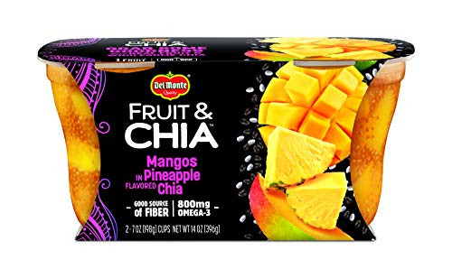 Del Monte Fruit  Chia Snack Cups Mangos in Pineapple Flavored Chia 7 Ounce Pack of 2