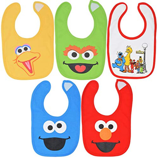 Sesame Street Elmo Cookie Monster Big Bird Oscar Baby Boys Girls 5 Pack Bibs One Size Sesame Street Elmo Cookie Monster Big Bird Oscar Baby Boys Girls 5 Pack Bibs One Size