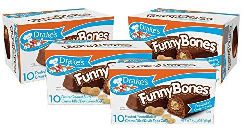 Drakes Funny Bones 4 Boxes 40 TwinWrapped Devils Food Cakes