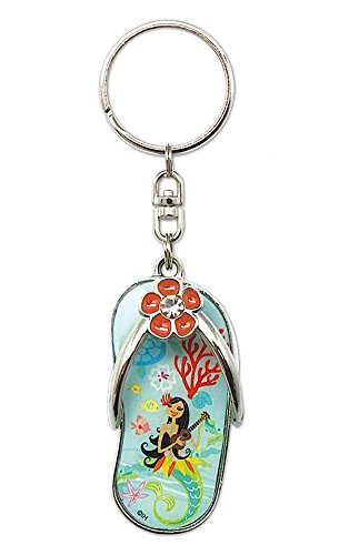 Hawaiiana Keychains Metal Slipper Island Hula Mermaids