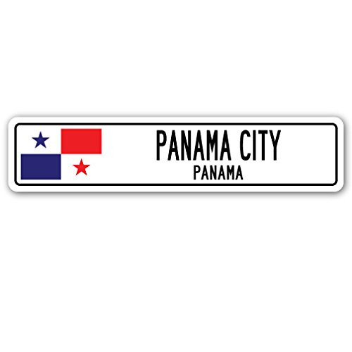 Panama City Panama Street Sign Panamanian Flag City Country Road Wall Gift Panama City Panama Street Sign Panamanian Flag City Country Road Wall Gift