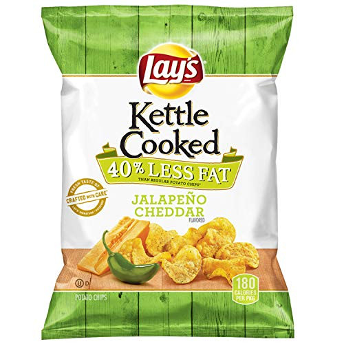 Lays Kettle Cooked 40 Less Fat Jalape??heddar Flavored Potato Chips 1375 Ounce Pack of 64