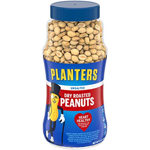 Planters Peanuts Dry Roasted  Unsalted 16 Ounce Jar Pack of 4