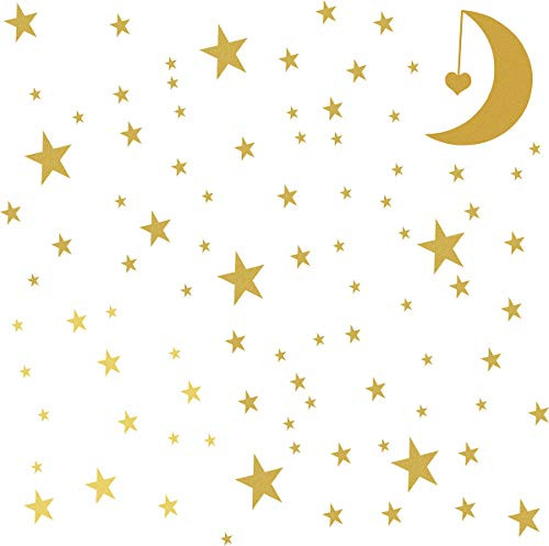 Easma Stars Wall Decal (162Stars+1Moon+1Heart) Peel and Stick Removable Metallic Vinyl Wall Stickers Fits Bedroom Home Decoration-Gold Easma Stars Wall Decal (162Stars+1Moon+1Heart) Peel and Stick Removable Metallic Vinyl Wall Stickers Fits Bedroom Home Decoration-Gold