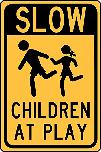 HYKO Products HW47 Slow Children Aluminum Sign 12 in x 18 in BlackYellow