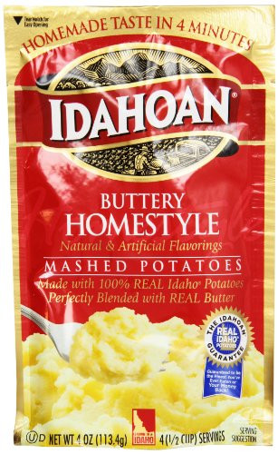 Idahoan Mashed Potatoes Buttery Homestyle 4 Ounce Pack of 12