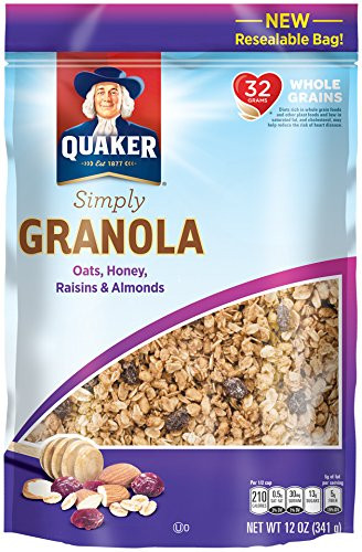 Quaker Simply Granola Oats Honey Almond and Raisin 12 Ounce Bag