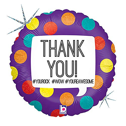 Betallic Hashtag Thank You Holo Foil Balloon 18 Multicolor