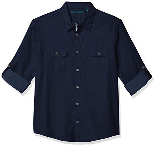Perry Ellis Mens Big Tall Long Sleeve Solid Twill Untucked Shirt Dark Sapphire 5X Large Tall Perry Ellis Mens Big Tall Long Sleeve Solid Twill Untucked Shirt Dark Sapphire 5X Large Tall