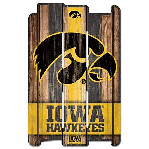 WinCraft NCAA University of Iowa Wood Fence Sign Black