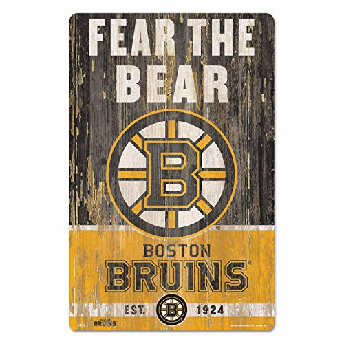 WinCraft NHL Boston Bruins Sign11x17 Wood Slogan Sign Team Colors One Size