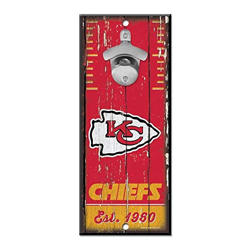WinCraft NFL Kansas City Chiefs 5x11 Wood Sign Bottle Opener Team Colors 5x11 WinCraft NFL Kansas City Chiefs 5x11 Wood Sign Bottle Opener Team Colors 5x11