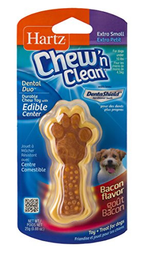 Hartz Dental Duo Small Dog Chew Toy with Edible Bacon Flavored Center