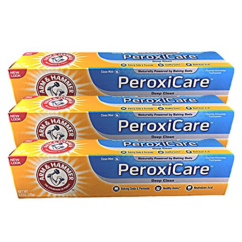 Arm  Hammer PeroxiCare Healthy Gums Toothpaste Baking Soda  Peroxide Fresh Mint 6 Ounce Pack of 3