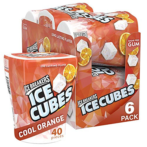 Ice Breakers Ice Cubes Sugar Free Gum with Xylitol Cool Orange 40 Piece Pack of 6