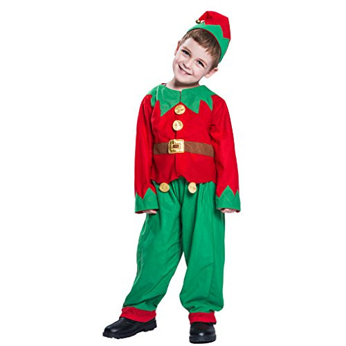 Megartico Boys Christmas Elf Outfit Kids Santas Helper Costume