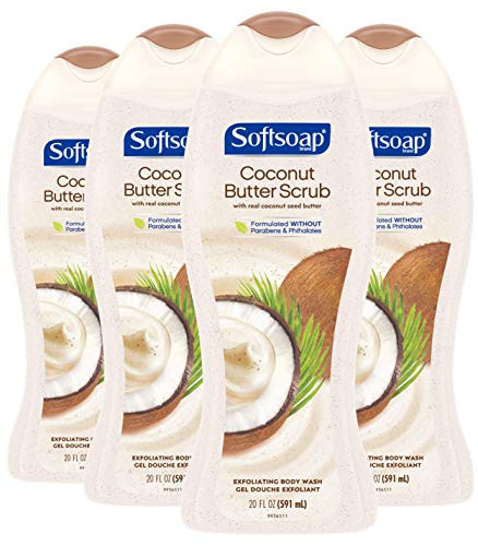 Softsoap Exfoliating Body Wash Scrub Coconut Butter  20 Fluid Ounce 4 Pack
