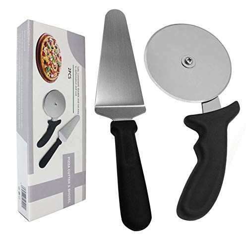 Pizza Slicer Cutter Wheel Stainless Steel Pizza Cutter Wheel Server Set with Ergonomic Non Slip Handle Ideal for Pizza Dough Cookies Waffles and Pies 2 pack