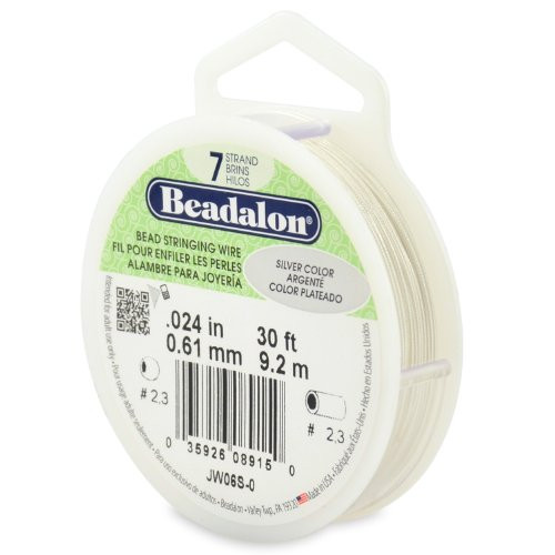 Beadalon 7Strand Stainless Steel 0024Inch Bead Stringing Wire 30Feet Silver Color